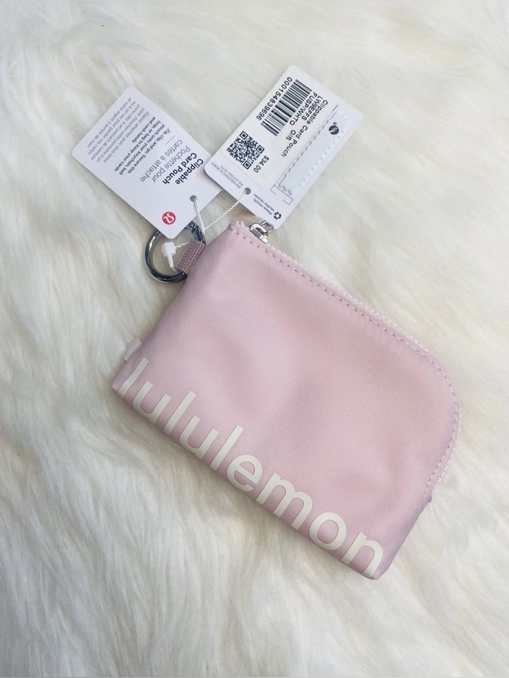 Lululemon Clippable Card Pouch FUSP/WHTO New